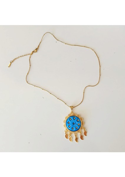 Çelik 9 Gözlü Süryani Nazar Kolyesi – 40+5 cm Ayarlanabilir Zincirli, Koruyucu Firuze Taşlı fırsatları