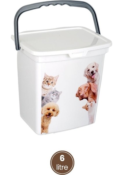 Evcil Hayvan Mama Kovası, Kapaklı Kulplu Kedi Köpek Mama Saklama Kabı Kutusu 6lt modelleri