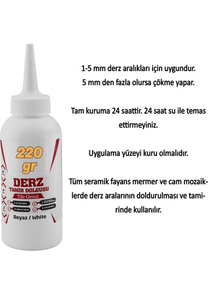 Beyaz Renk (220 Gr) Hazır Derz Dolgu Fayans Seramik Mermer Yer Zemin Için Tamir Yenileme Dolgusu modelleri
