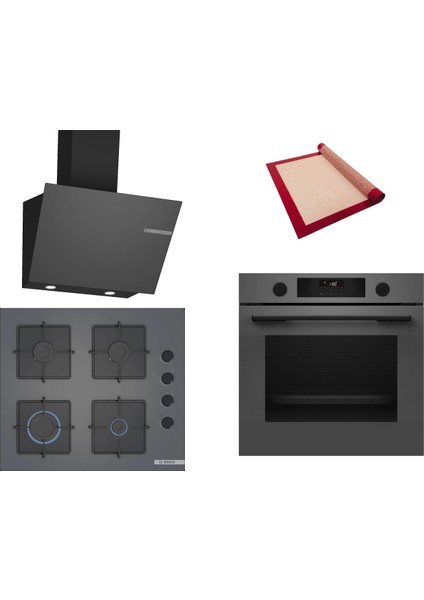 Gri 3 Lü Ankastre Set 414 ( HUA736EN0T - POP6C9P30O - DWK66PJ70T ) - Buhar Destekli - Pişirme Matı ile