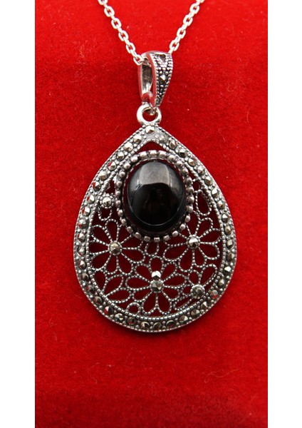 925 Ayar Kadın Oltu Taşı Kadın Kolye SK00086