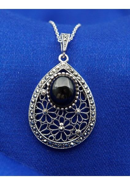 925 Ayar Kadın Oltu Taşı Kadın Kolye SK00086 fiyatları