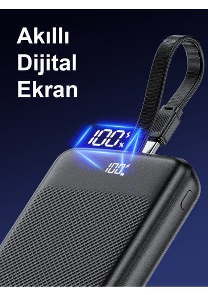 LED Dijital Ekran Göstergeli 10000 mAh Taşınabilir Şarj Aleti PD22.5W Powerbank + Usb-C Kablosu - M13