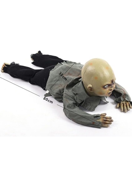 Sesli Işıklı ve Sensörlü Yerde Emekleyen Hareketli Bebek Haya Zombi Dekor 30X85 cm