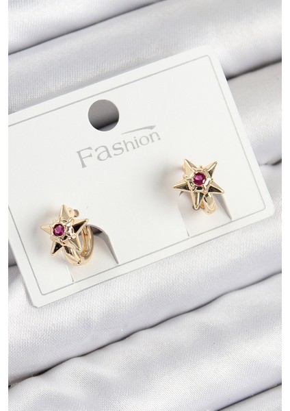 Pirinç Zirkon Taşlı Yıldız Model Gold Renk Çocuk Küpe - Lisinya