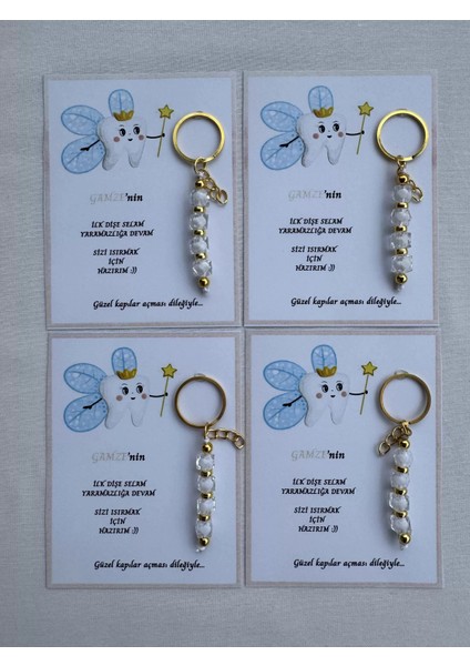 24 Adet Beyaz Renk Isme Özel Ilk Dişim Çıktı Diş Partisi Diş Buğdayı Hatırası Hediyelik Anahtarlık fiyatları