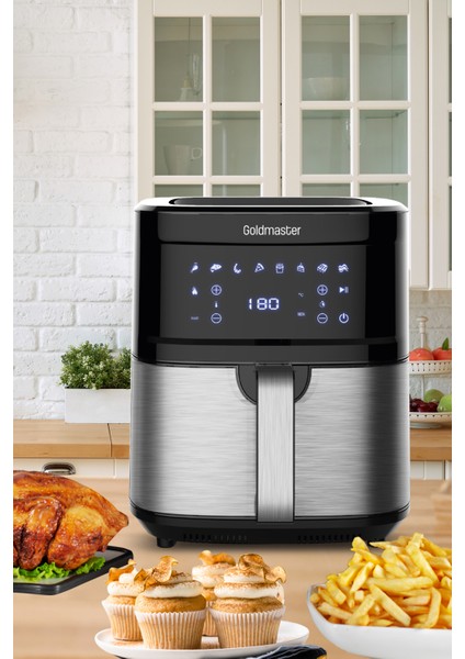 7l Inox Geniş Hazneli Dokunmatik 9 Fan Teknolojili Hava Fritözü fırsatları