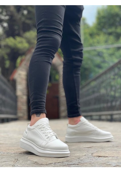 BA0548 Boa Kalın Yüksek Taban Beyaz Bağcıklı Spor Erkek Ayakkabı fırsatları