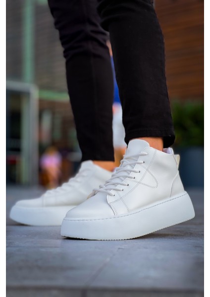 LE10 Bağcıklı Erkek Yüksek Beyaz Taban Antrasit Spor Bot