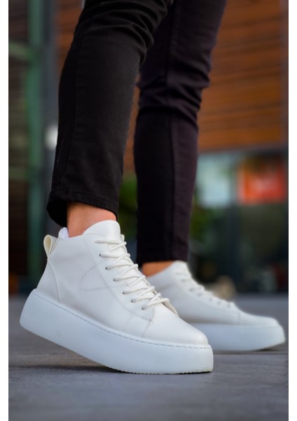 LE10 Bağcıklı Erkek Yüksek Beyaz Taban Antrasit Spor Bot