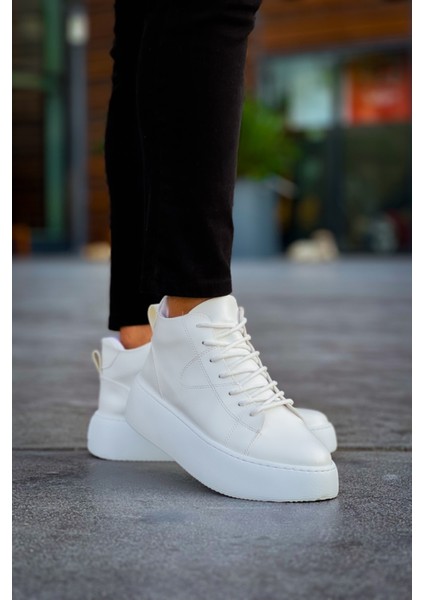 LE10 Bağcıklı Erkek Yüksek Beyaz Taban Antrasit Spor Bot