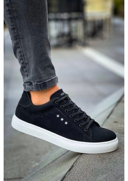 Kb-X7 Kuback Siyah Yeşil Yüksek Beyaz Taban Bağcıklı Günlük Erkek Ayakkabı