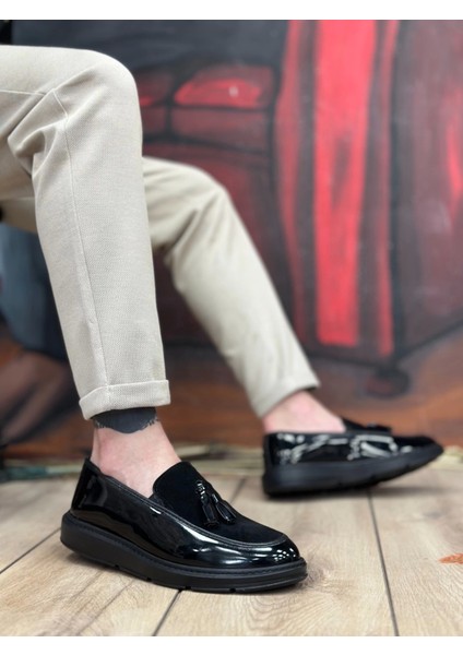 BA0005 Bağcıksız Yüksek Taban Siyah Taban Klasik Süet Detaylı Püsküllü Corcik Erkek Ayakkabı indirimleri