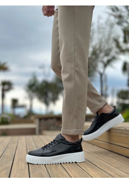 BA8104 Boa Yüksek Taban Rugan Siyah Bağcıklı Erkek Ayakkabı indirimleri