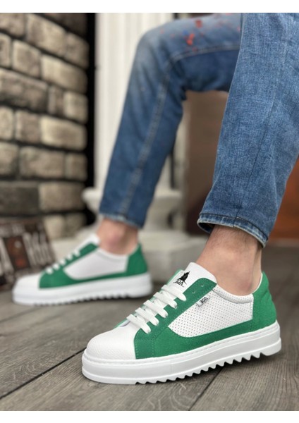 BA0323 Boa Kalın Tırtık Yüksek Taban Beyaz Mavi Bağcıklı Spor Erkek Ayakkabı indirimleri