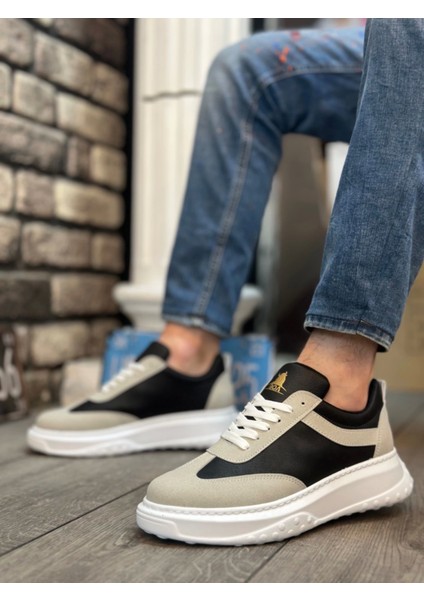 BA0327 Boa Gri Siyah Kalın Yüksek Taban Bağcıklı Spor Erkek Ayakkabı fırsatları