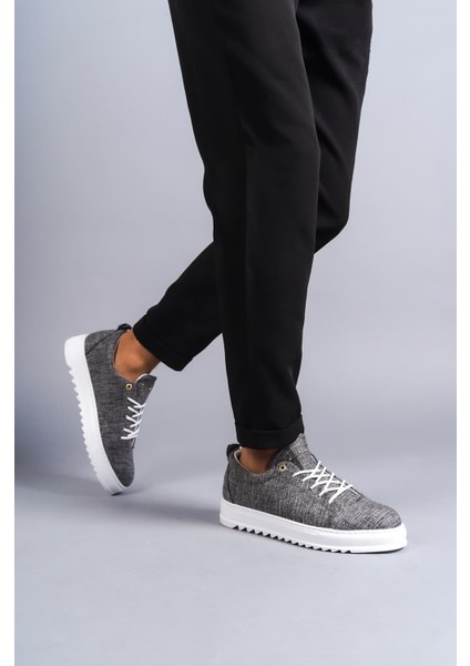 SLW152 Cool Bağcıklı Keten Erkek Günlük Spor Klasik Ayakkabı Bt Gri