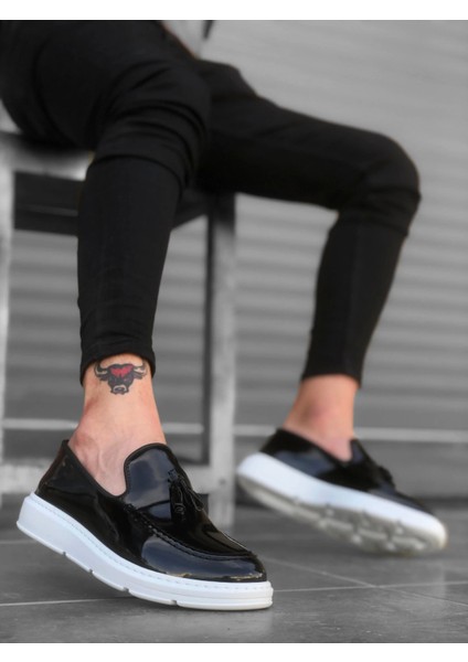 BA0005 Bağcıksız Yüksek Taban Taba Beyaz Klasik Püsküllü Corcik Erkek Ayakkabı indirimleri