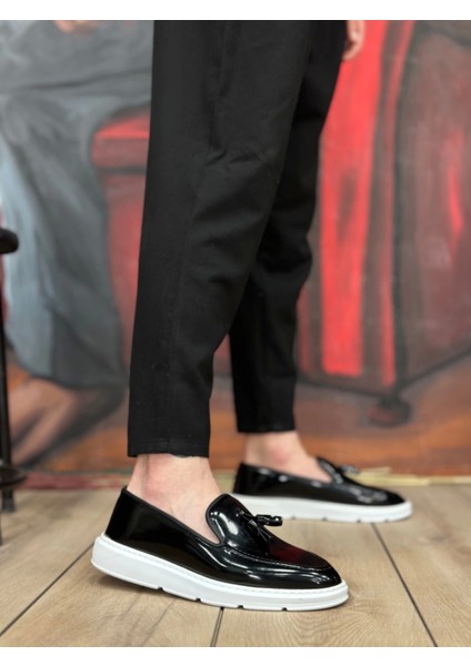 BA0005 Bağcıksız Yüksek Taban Taba Beyaz Klasik Püsküllü Corcik Erkek Ayakkabı