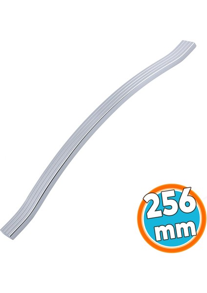 Mobilya Kulpu 256 mm Vida Aralığı Paslanmaz Sağlam Kulpları Kulbu Krom Gümüş Çizgili Metal