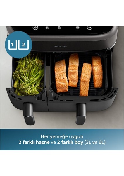 Çift Hazneli Airfryer, 9 Litre, 8 Program, Şık Siyah Renk fiyatları