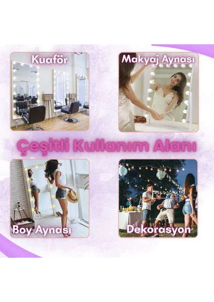 10 Lu Makyaj Masası Banyo Aynası Giyim Odası Aydınlatma Hollywood Tarzı Nostaljik LED Lamba 3 Mod fırsatları