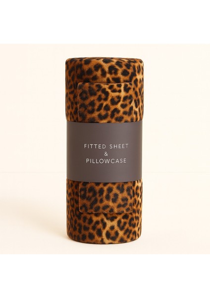 Tek Kişilik Leopar Desen Lastikli Çarşaf ve Yastık Kılıfı 120 x 200 fiyatları