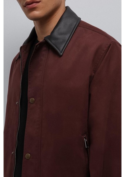 Bordo Kontrast Yaka Teknik Erkek Mont indirimleri