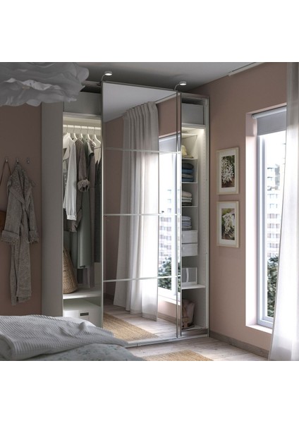 Pax Sürgü Kapaklı Gardırop, Beyaz-Aynalı Cam, 150X66X236 cm fiyatları