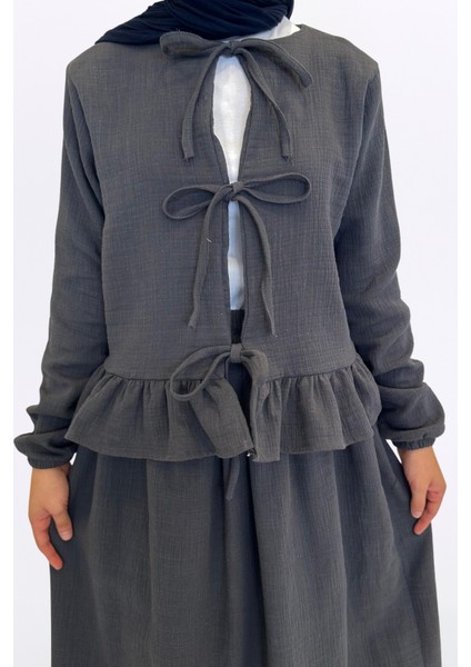 Müslin Etekli Takım-Rahat Kalıp Müslin Kumaş %100 Pamuk Etekli Kadın Kimono Takım fiyatları