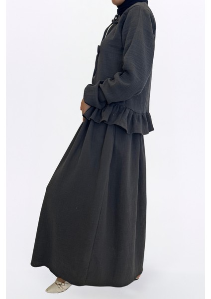 Müslin Etekli Takım-Rahat Kalıp Müslin Kumaş %100 Pamuk Etekli Kadın Kimono Takım modelleri