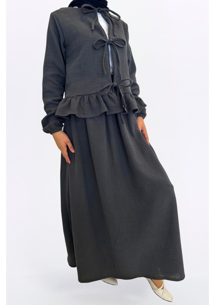 Müslin Etekli Takım-Rahat Kalıp Müslin Kumaş %100 Pamuk Etekli Kadın Kimono Takım fırsatları