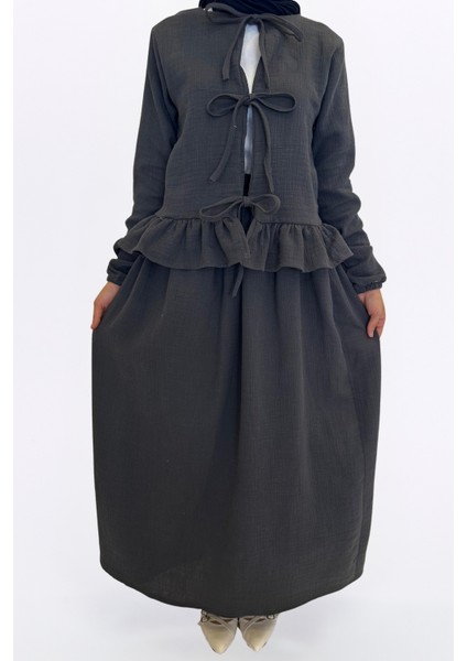 Müslin Etekli Takım-Rahat Kalıp Müslin Kumaş %100 Pamuk Etekli Kadın Kimono Takım indirimleri