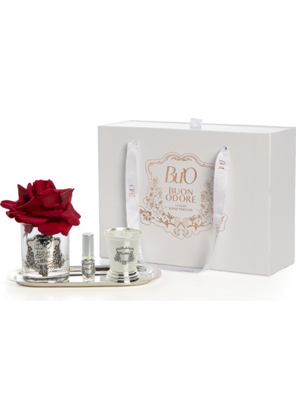 Silver Pirinç Mum&tek Gül Set Kırmızı
