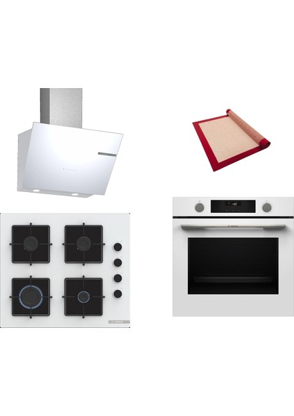 Beyaz 3 Lü Ankastre Set 415 ( HUA736EV0T - POP6C2P30O - DWK66PJ20T ) - Buhar Destekli - Pişirme Matı ile