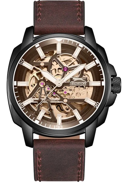 SL.09.2435.1.06 Otomatik Erkek Kol Saati | Mekanizma Görünümlü Deri Kordonlu