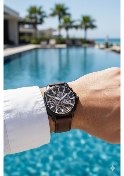 SL.09.2435.1.06 Otomatik Erkek Kol Saati | Mekanizma Görünümlü Deri Kordonlu modelleri