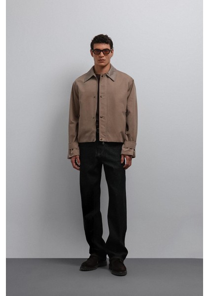 Bej Kontrast Yaka Teknik Erkek Mont fiyatları