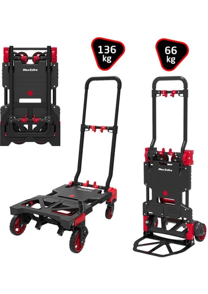 FW-90TP Katlanır Ikisi Bir Arada Koli Taşıma Arabası 66/136 kg