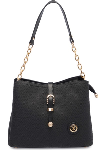 Siyah Print Kadın Omuz Çantası - S1WPR0000802-R0P