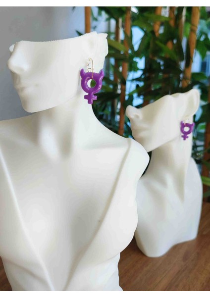 Purple Venüs El Yapımı Mor ve Parlak Tasarım Küpe fiyatları
