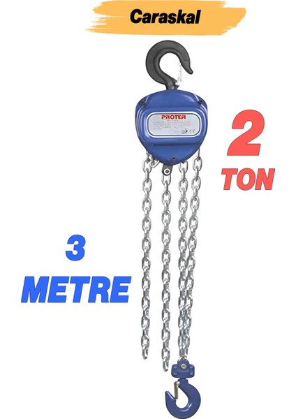 2 Ton 3 Metre Zincirli Caraskal Profesyonel El Vinci Dayanıklı Yük Kaldırma Makinesi Aparat Ceraskal