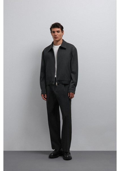 Antrasit Fermuarlı Mevsimlik Erkek Mont modelleri