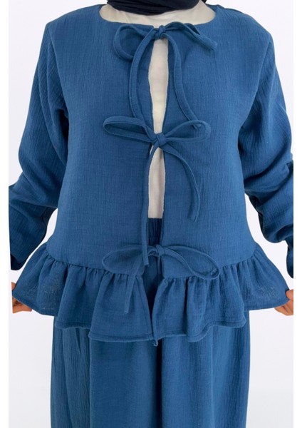 Müslin Etekli Takım-Rahat Kalıp Müslin Kumaş %100 Pamuk Etekli Kadın Kimono Takım modelleri