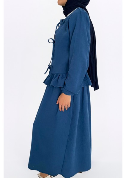 Müslin Etekli Takım-Rahat Kalıp Müslin Kumaş %100 Pamuk Etekli Kadın Kimono Takım fırsatları