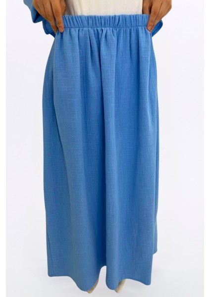 Müslin Etekli Takım-Rahat Kalıp Müslin Kumaş %100 Pamuk Etekli Kadın Kimono Takım