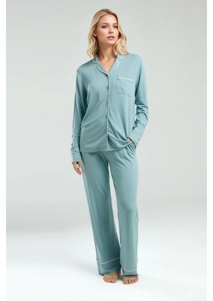 Kadın Giyim Kutulu Viskon 2'li Gömlek Pijama Takımı fırsatları