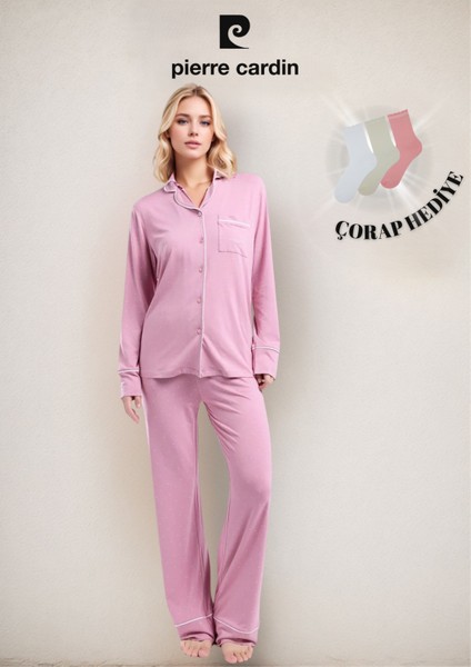 Kadın Giyim Kutulu Viskon 2'li Gömlek Pijama Takımı