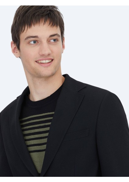 Siyah Desenli Modern Fit Ceket modelleri