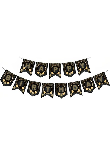 Zikzak Banner Ofset Siyah Gold Iyi Ki Doğdun M387